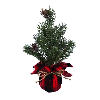 Pine Tree in Plaid Burlap Pot