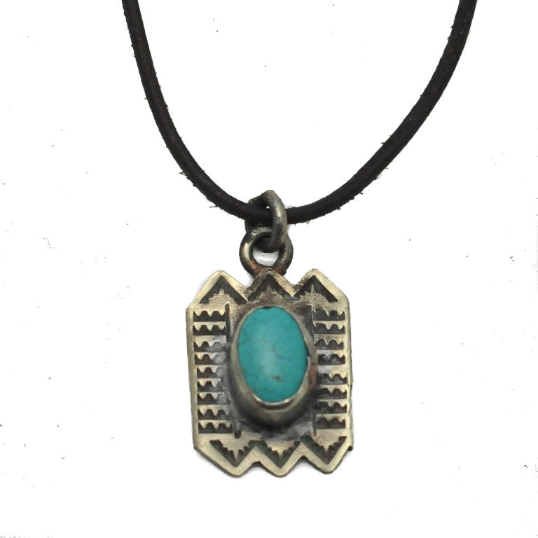 Small Aztec Pendant w/Turquoise