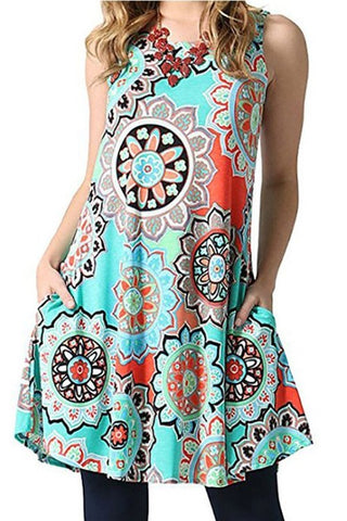Suzie-Q Geometric Floral Turquiuse