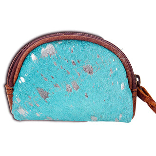 Turquoise Acid Wash Hide Coin Purse